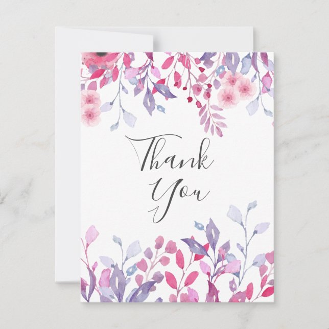 Tarjeta Flores silvestres de lavanda elegantes, agradecimi (Anverso)