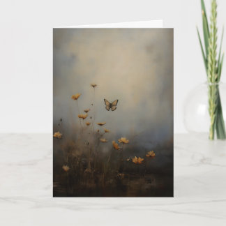 Tarjeta Flores Silvestres de Mariposa Arte de Flor Vintage