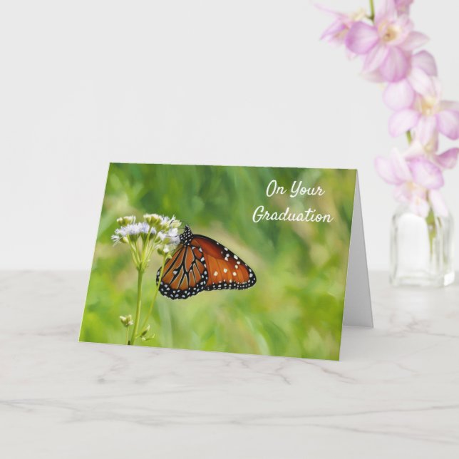 Tarjeta Flores silvestres de mariposa monarca Bendición Gr (Orquídea)