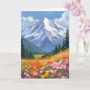 Tarjeta Flores silvestres de montaña Paisaje acuarela Natu