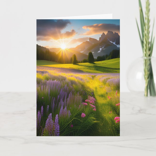 Tarjeta Flores Silvestres De Montaña Para El Cumpleaños (Anverso)