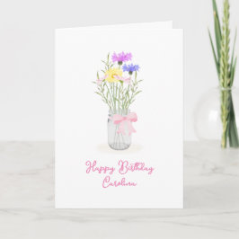 Tarjeta Flores silvestres de primavera en el cumpleaños de
