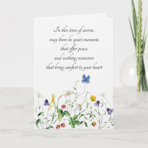 Tarjeta Flores silvestres de simpatía y mariposa