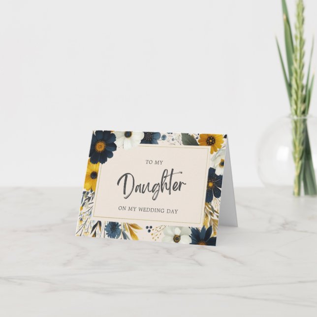 Tarjeta Flores Silvestres Elegantes Para Mi Hija Boda Beig (Anverso)
