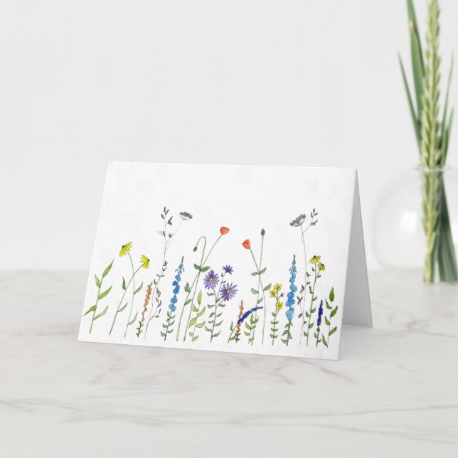 Tarjeta Flores silvestres en acuarelas (Anverso)