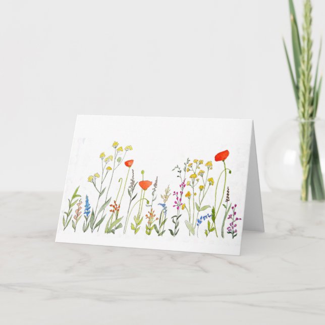 Tarjeta Flores silvestres en acuarelas (Anverso)