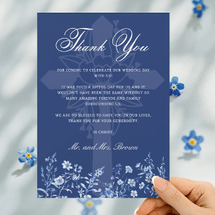 Tarjeta Flores silvestres en agradecimiento de boda azul f