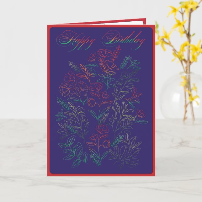 Tarjeta Flores silvestres felices cumpleaños (flor amarilla)