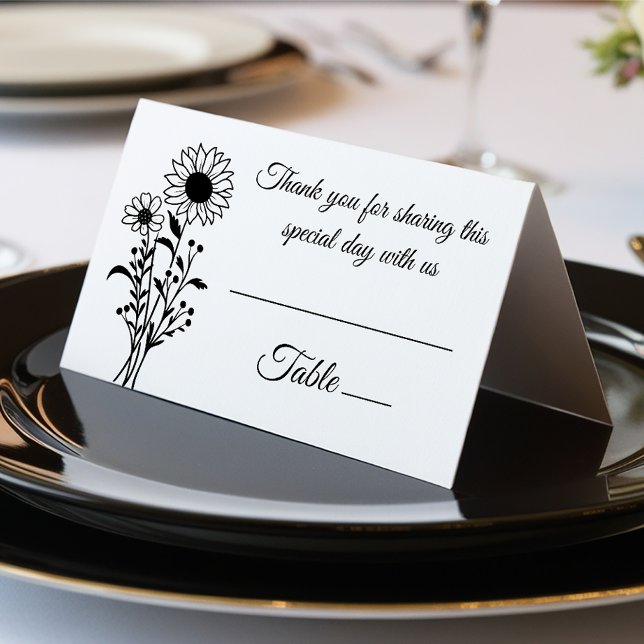 Tarjeta Flores silvestres florales elegantes boda blanco n (Subido por el creador)