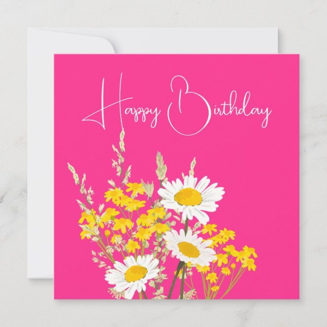 Tarjeta Flores silvestres modernas feliz cumpleaños (Anverso)