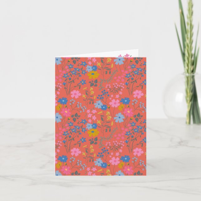 Tarjeta Flores silvestres rojas modernas Boho (Anverso)