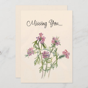 Tarjeta Flores silvestres rosadas antiguas botánicas te ex