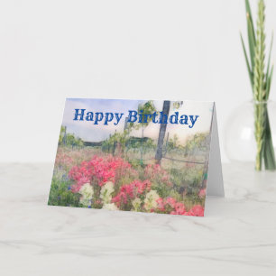 Tarjeta Flores silvestres, viñedos y cumpleaños