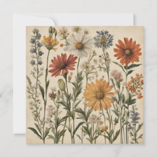 Tarjeta Flores silvestres vintage