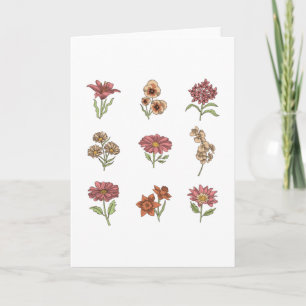 Tarjeta Flores silvestres vintage flores botánicas