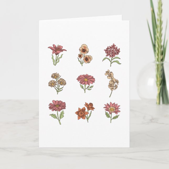 Tarjeta Flores silvestres vintage flores botánicas (Anverso)