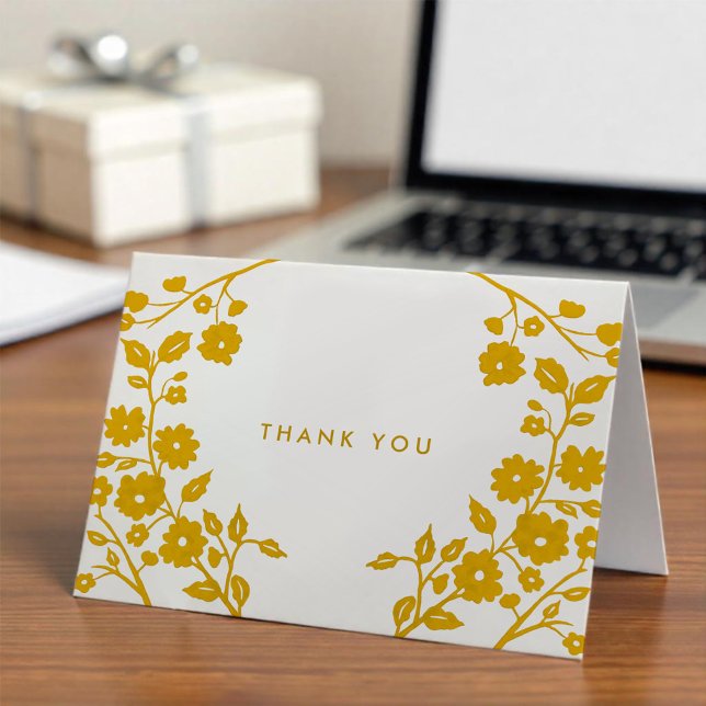Tarjeta Flores simples de arte folclórico amarillo Gracias (Subido por el creador)