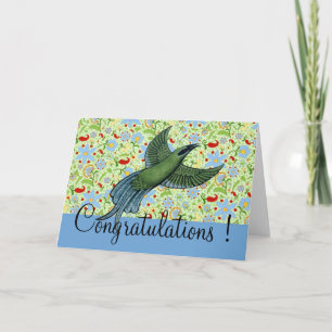 Tarjeta Flores simples de pájaro - Felicitaciones