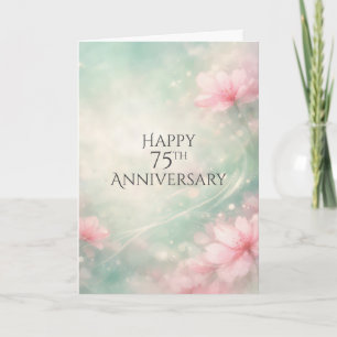 Tarjeta Flores soñadoras del 75º aniversario sobre verde m