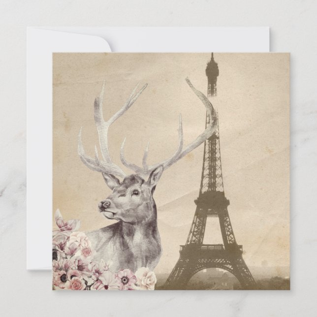 Tarjeta Flores Stag & Torre Eiffel (Anverso)