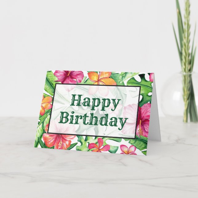 Tarjeta Flores Tropicales bonito Y Naranja (Anverso)