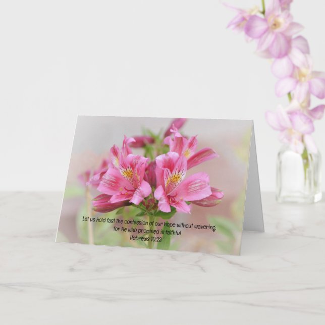 Tarjeta Flores tropicales rosas Biblia Verse Art Note Card (Orquídea)