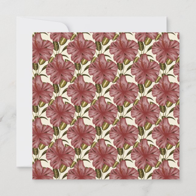 Tarjeta Flores tropicales sin costura | flores rojas (Anverso)