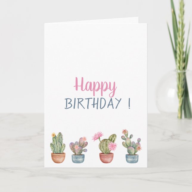 Tarjeta Flores Tropicales Suculentas Cumpleaños (Anverso)