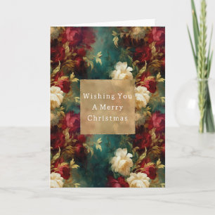 Tarjeta Flores verdes blancas rojas