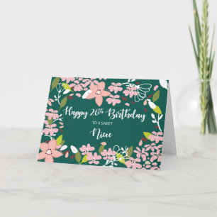 Tarjeta Flores verdes de la sobrina 26 de cumpleaños