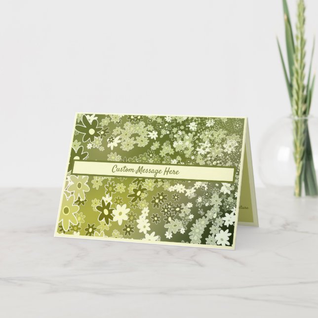 Tarjeta Flores verdes retro (Anverso)