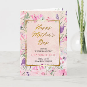 Tarjeta Flores violetas felices Día de la Madre Abuela