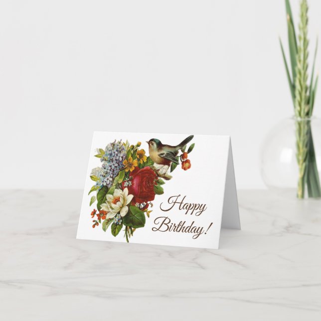 Tarjeta Flores vírgenes vibrantes y cumpleaños feliz para  (Anverso)