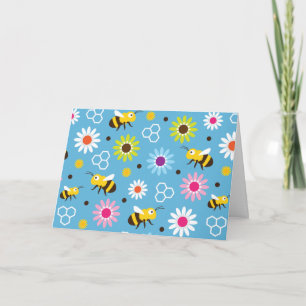 Tarjeta Flores y abejas