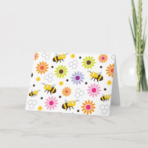 Tarjeta Flores y abejas