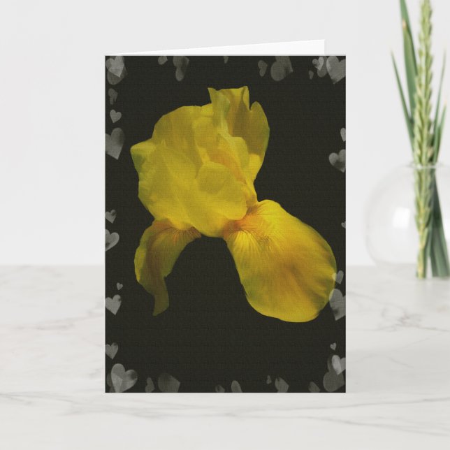 Tarjeta Flores y corazones amarillos Csrds (Anverso)