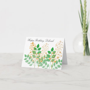 Tarjeta Flores y hojas de los jardines de cumpleaños