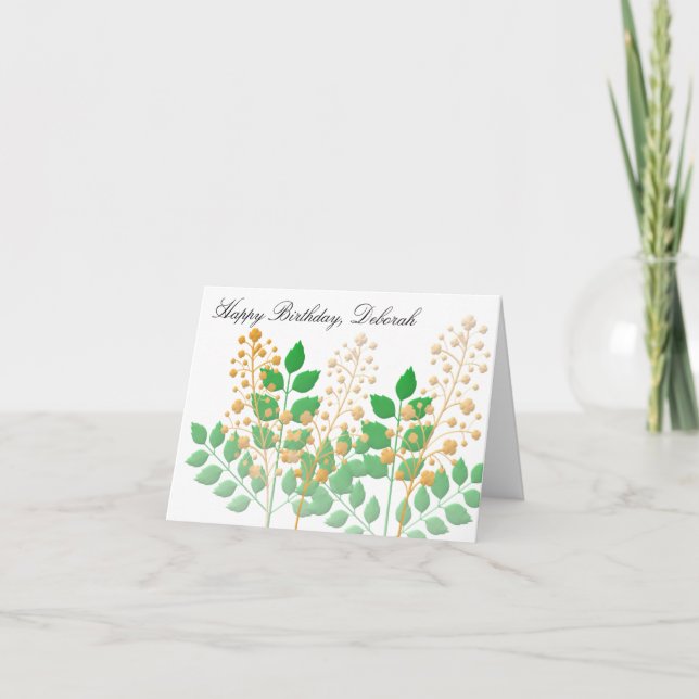 Tarjeta Flores y hojas de los jardines de cumpleaños (Anverso)
