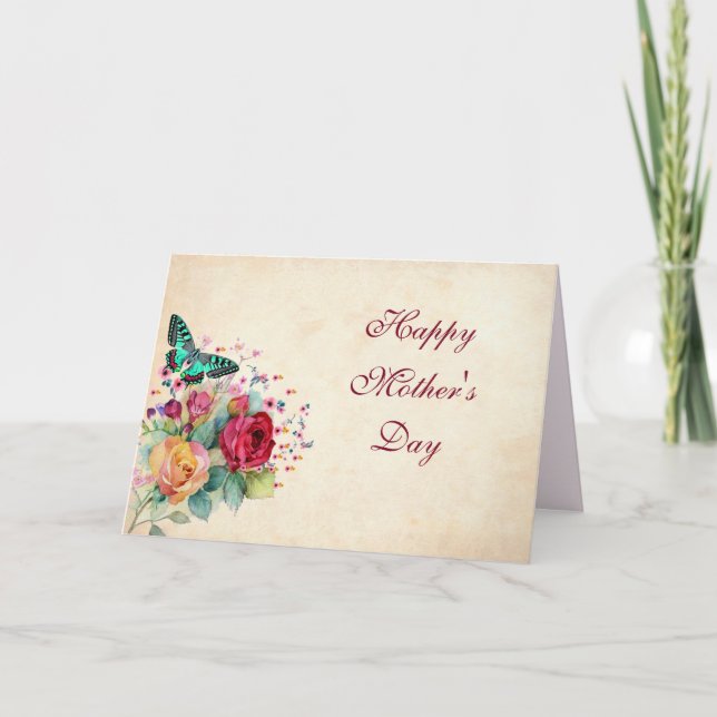 Tarjeta Flores y Mariposa Día de la Madre (Anverso)