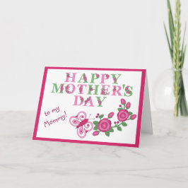 Tarjeta Flores y mariposa para el Día de la Madre mami