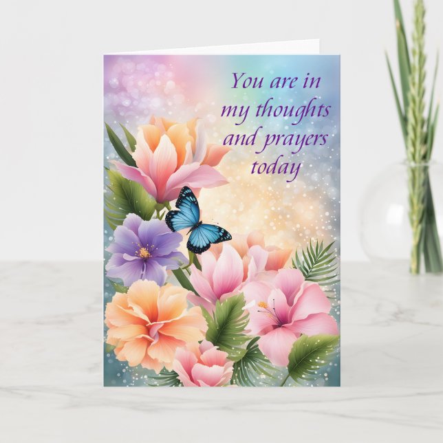 Tarjeta Flores y Mariposa Pensamientos y Oraciones Mágicas (Anverso)