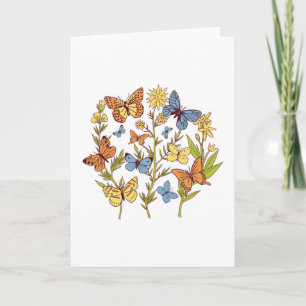 Tarjeta Flores y mariposas