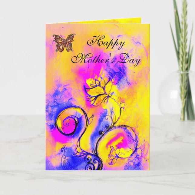 Tarjeta FLORES Y MARIPOSAS BLANCAS / Día de la Madre (Anverso)