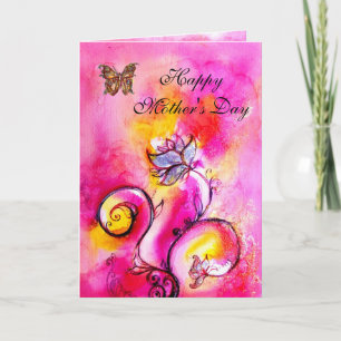 Tarjeta FLORES Y MARIPOSAS BLANCAS / Día de la Madre