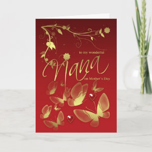 Tarjeta Flores y mariposas del Día de la Madre de Nana