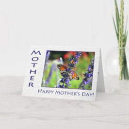 Tarjeta Flores y mariposas felices del día de la madre