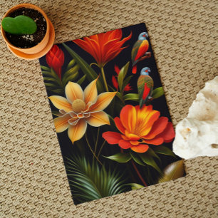 Tarjeta Flores y pájaros tropicales Saludo moderno de Ha