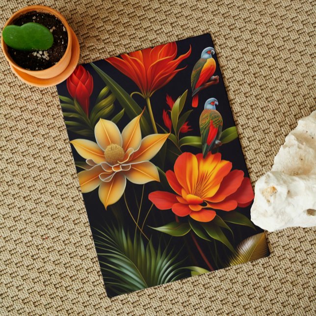 Tarjeta Flores y pájaros tropicales | Saludo moderno de Ha (Subido por el creador)