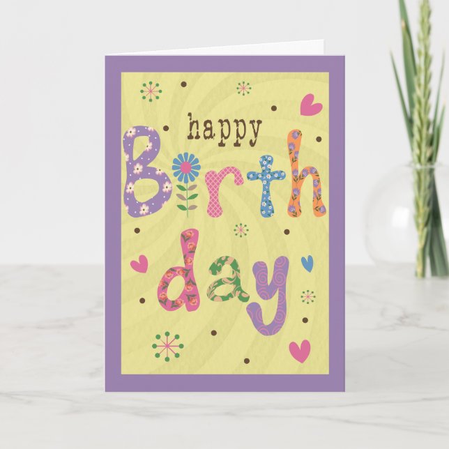 Tarjeta Flores y patrones de cumpleaños (Anverso)