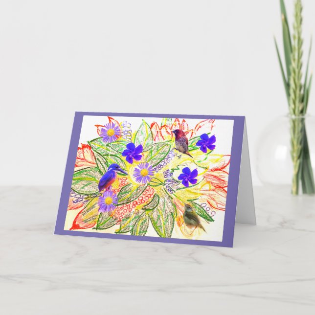Tarjeta Flores y poema (Anverso)